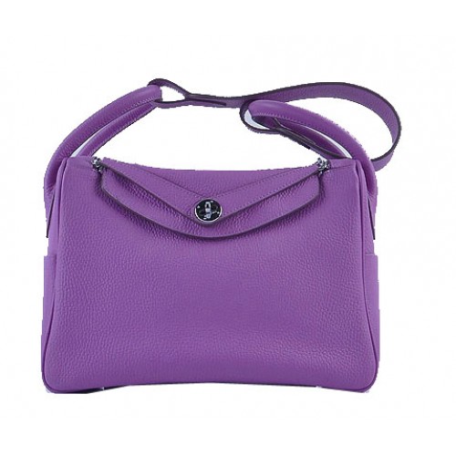 Hermes Lindy 30CM Bolso de hombro de cuero granulado H6207 Púrpura