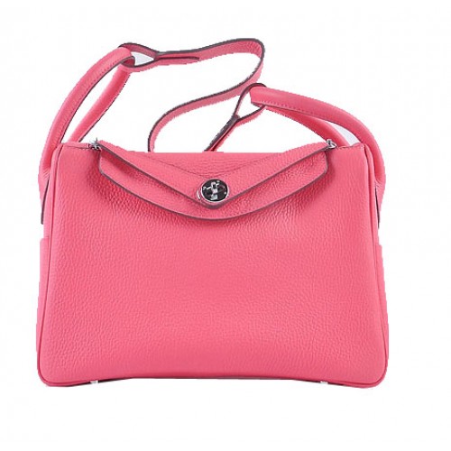 Hermes Lindy 30CM bolso de hombro de cuero granulado H6207 rosa