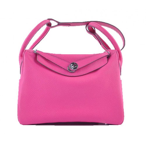 Hermes Lindy 30CM Bolso de hombro de cuero granulado H6207 Rosy