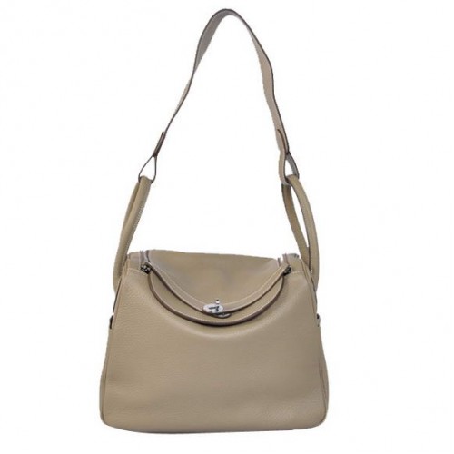 Hermes Lindy 30CM Havanne Bolsos 1057 Cuero Gris Plata Hardware