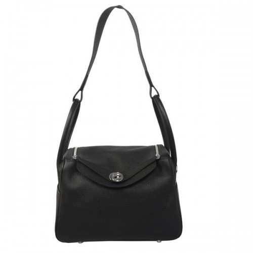 Hermes Lindy 30CM Havanne bolso de hombro negro