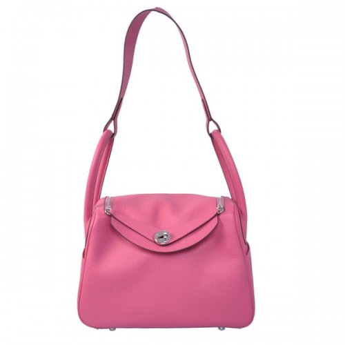 Hermes Lindy 30CM Havanne bolso de hombro rosa
