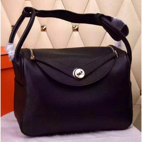 Hermes Lindy 30CM Bolso de hombro de cuero H0881 Negro