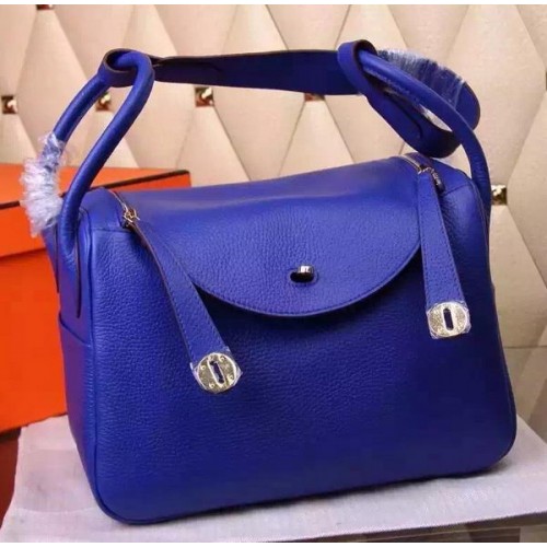 Hermes Lindy 30CM Bolso de hombro de cuero H0881 Azul