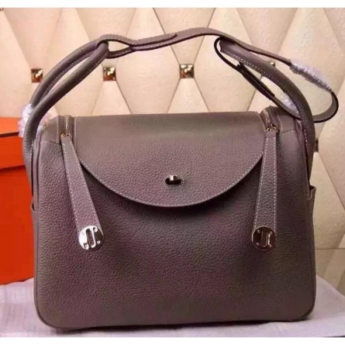 Hermes Lindy 30CM Bolso de hombro de cuero H0881 Gris