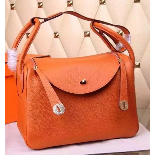 Hermes Lindy 30CM Bolso de hombro de cuero H0881 Naranja