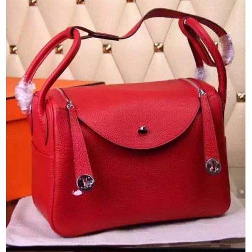 Hermes Lindy 30CM bolso de hombro de cuero H0881 rojo