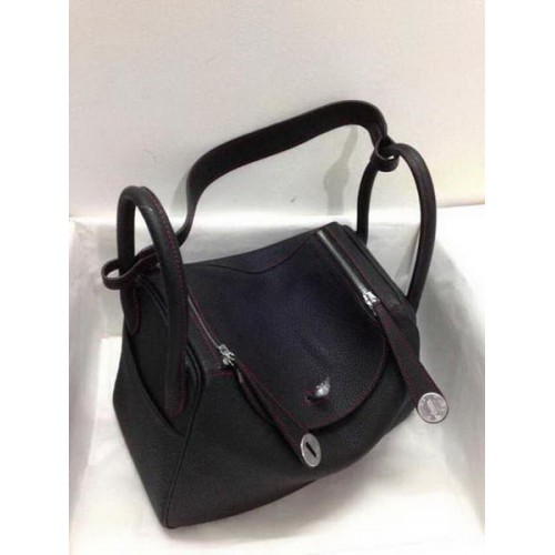 Hermes Lindy 30CM Bolso de hombro de cuero original HLD30 Negro