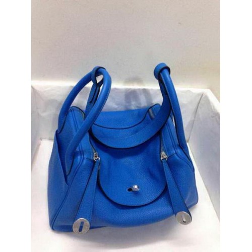 Hermes Lindy 30CM Bolso de hombro de cuero original HLD30 Azul