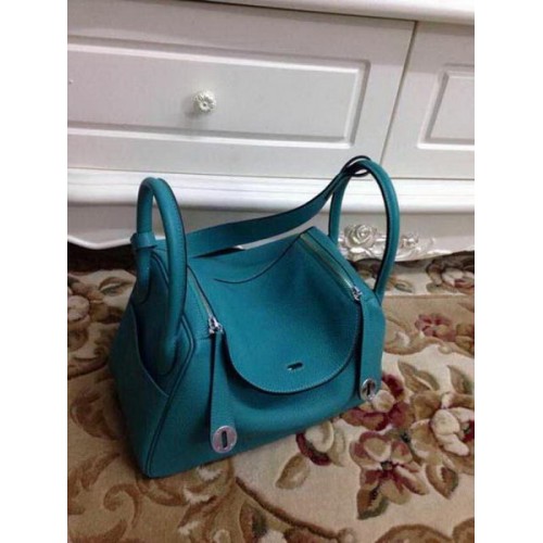 Hermes Lindy 30CM Bolso de hombro de cuero original HLD30 Verde claro