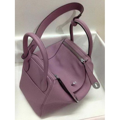 Hermes Lindy 30CM Bolso de hombro de cuero original HLD30 Púrpura claro