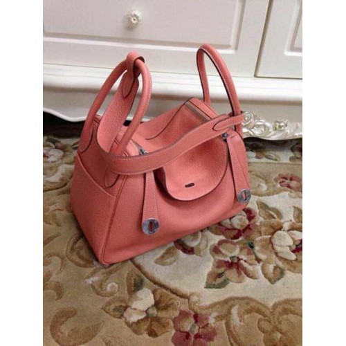 Hermes Lindy 30CM Bolso de hombro de cuero original HLD30 Rosa