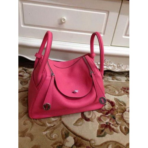 Hermes Lindy 30CM Bolso de hombro de cuero original HLD30 Rosa