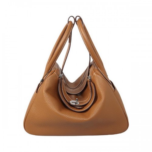 Hermes Lindy 30CM Bolso de hombro Havanne de cuero granulado de trigo