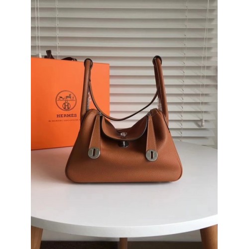 Hermes Lindy Original Togo Bolso de cuero 5086 Marrón