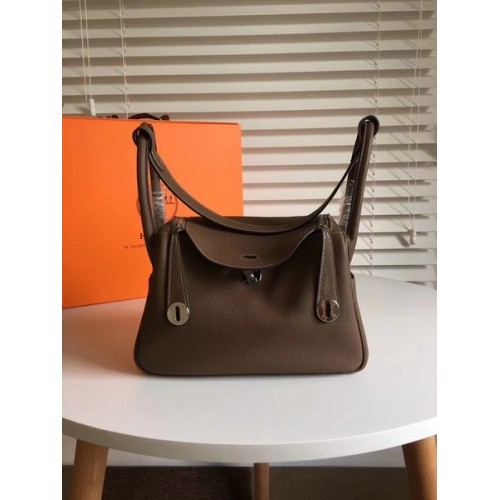 Hermes Lindy Original Togo Bolso De Cuero 5086 Gris Oscuro