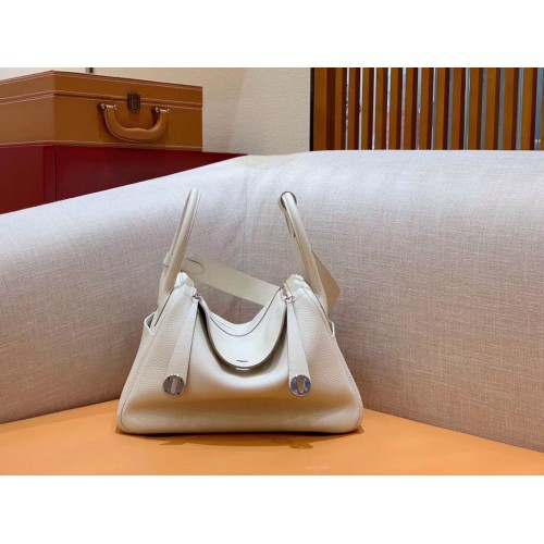 Bolso de cuero Hermes Lindy Original Togo OLD30 gris claro