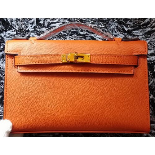 Hermes MINI Kelly 22cm Tote Bag Piel de becerro K011 Naranja