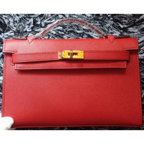Hermes MINI Kelly 22cm bolso de mano de piel de becerro K011 rojo