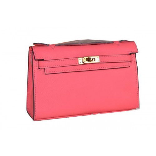 Hermes MINI Kelly 22cm Bolso tote piel de becerro rojo claro
