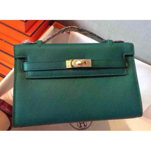 Hermes MINI Kelly 22cm Bolso tote Piel de becerro K22 Verde oscuro