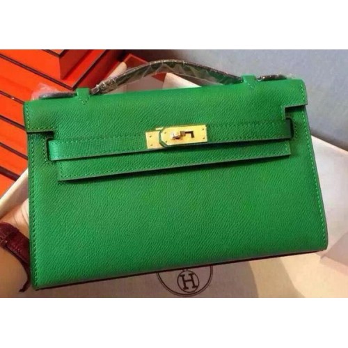 Hermes MINI Kelly 22cm Bolso tote Piel de becerro K22 Verde
