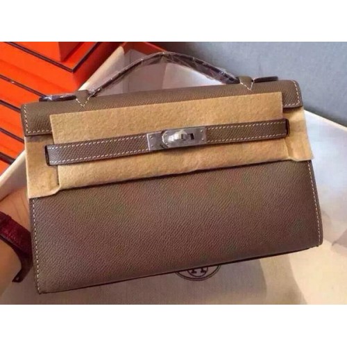 Hermes MINI Kelly 22cm Tote Bag Piel de becerro K22 Gris