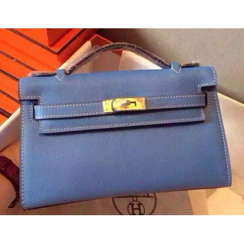 Hermes MINI Kelly 22cm Bolso tote Piel de becerro K22 SkyBlue