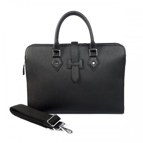 Hermes Hombres Maletín Piel De Becerro 3309 Negro