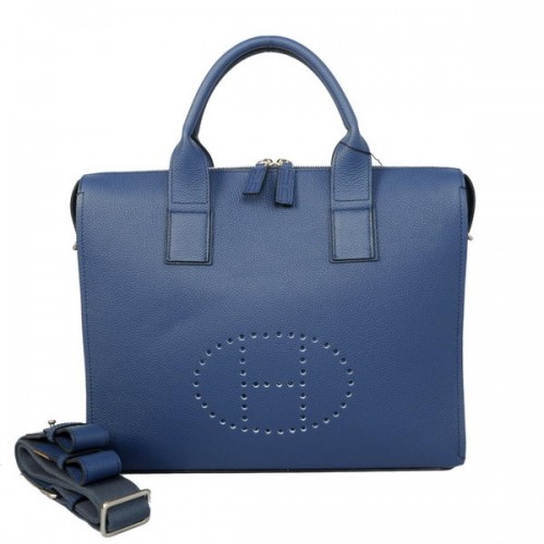 Hermes Hombre Maletín Piel De Becerro H1705A Royalblue