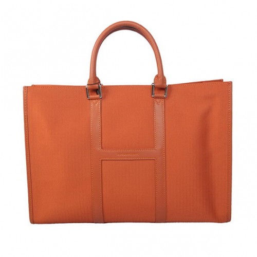 Hermes Hombre Maletín Canvas Cuero H1691 Naranja