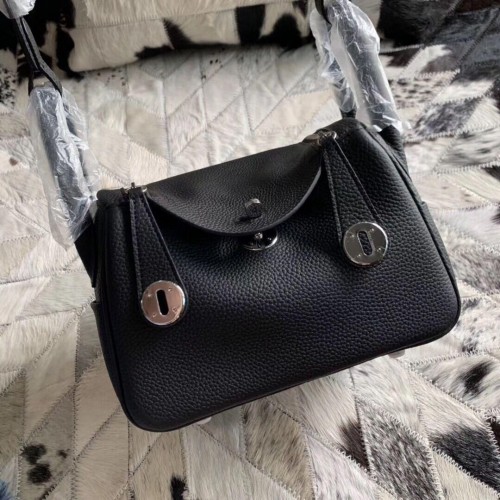 Hermes Mini Lindy Original Togo Bolso de cuero 5088 Negro