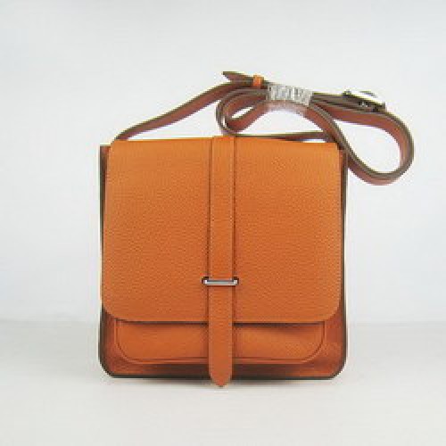 Hermes naranja cuero de vaca mensajero bolsas H2811