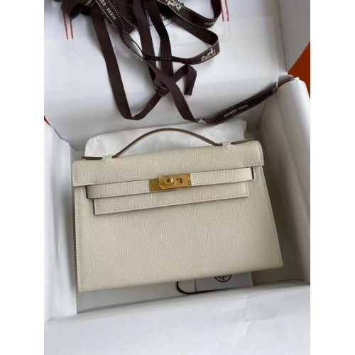 Hermes Original Epsom Leather KEL2278 Tiza y metal dorado
