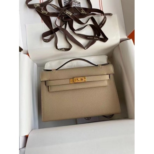Hermes Original Epsom Leather KEL2278 metal gris y dorado