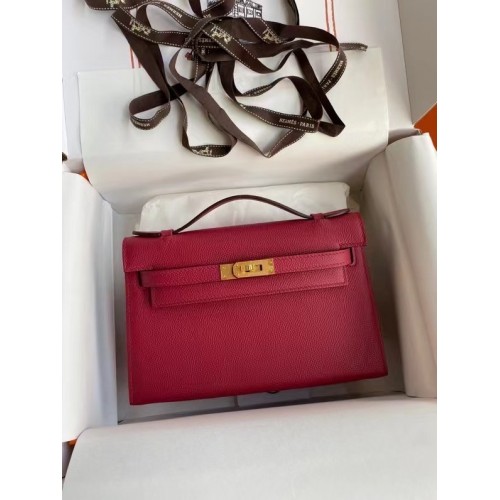 Hermes Original Epsom Leather KEL2278 Morado y dorado Metal