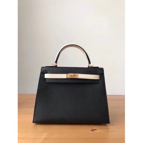 Hermes Original Epsom Leather KEL2578 negro y crema