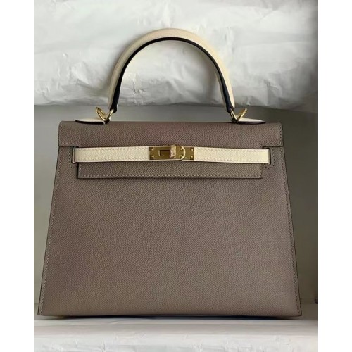 Hermes Original Epsom Leather KEL2578 gris y crema
