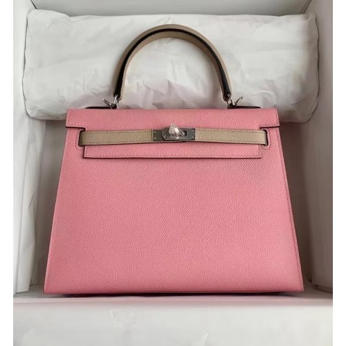 Hermes Original Epsom Leather KEL2578 rosa y gris claro