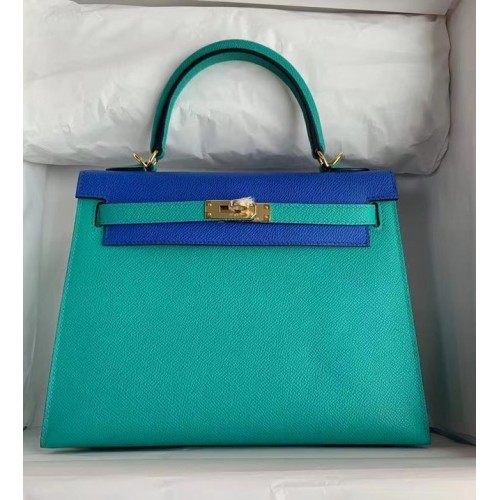 Hermes Original Epsom Leather KEL2578 azul cielo y azul electroóptico