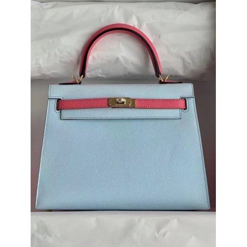 Hermes Original Epsom Leather KEL2578 celeste y rosa