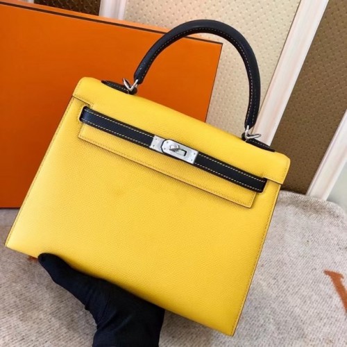 Hermes Original Epsom Leather KEL2578 amarillo y negro