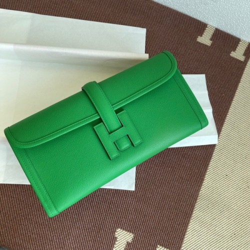 Hermes Original Espom Leather Clutch 37088 Verde bambú