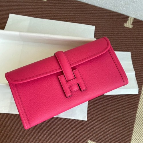 Hermes Original Espom Leather Clutch 37088 Rojo violáceo