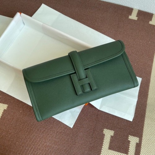 Hermes Original Espom Leather Clutch 37088 verde negruzco