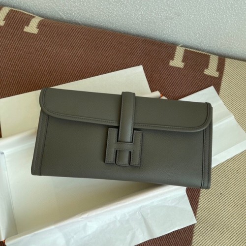 Hermes Original Espom Leather Clutch 37088 gris oscuro