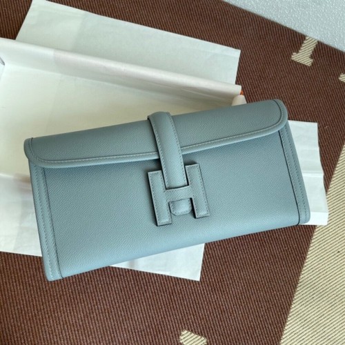Hermes Original Espom Leather Clutch 37088 azul claro