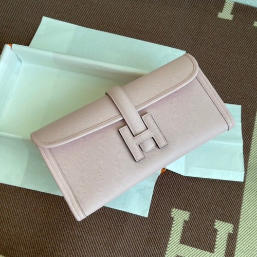 Hermes Original Espom Leather Clutch 37088 rosa claro