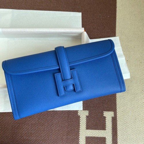 Hermes Original Espom Leather Clutch 37088 azul óptico