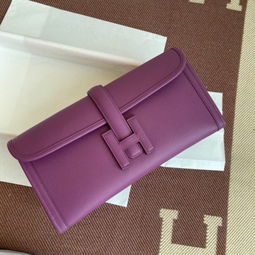 Hermes Original Espom Leather Clutch 37088 púrpura